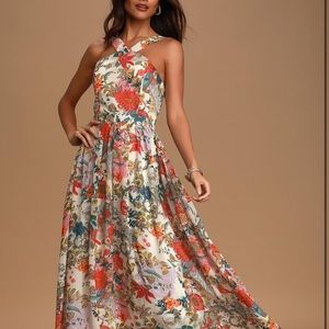 Lulu’s NWT Lilja Cream Floral Print Maxi Dress